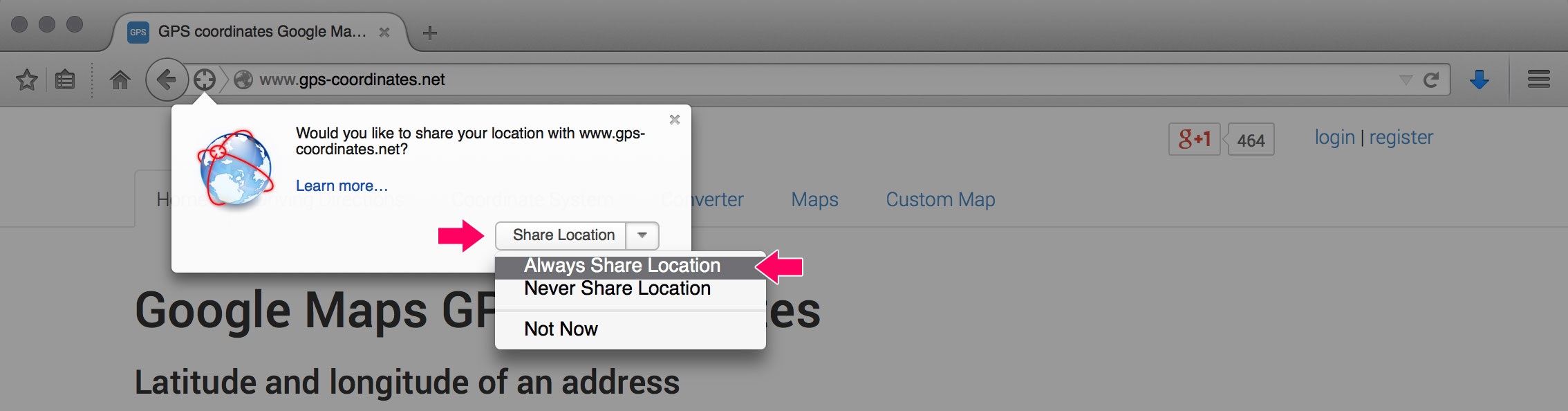 Firefox always share location
